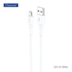 Кабель CHAROME C21-01 USB-A to Micro charging data cable White (6974324910502)