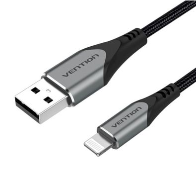 Кабель Vention USB 2.0 A to Lightning Cable 1M Gray Aluminum Alloy Type (LABHF) (LABHF)