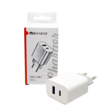 Мережевий зарядний пристрій Mibrand MI-15 20W PD + Quick Charger USB-A + USB-C White (MIWC/15UCW)