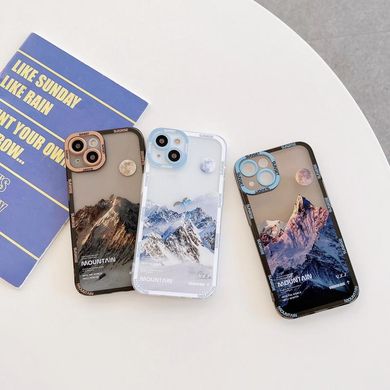 Чохол для iPhone 15 Snowy Mountains із захистом камери Прозоро-коричневий