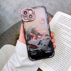 Чохол для iPhone 15 Snowy Mountains із захистом камери Прозоро-рожевий