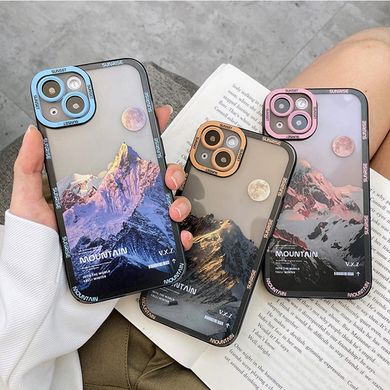 Чохол для iPhone 15 Snowy Mountains із захистом камери Прозоро-рожевий