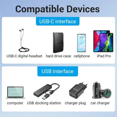 Адаптер Vention USB 3.0 Male to USB-C Female Adapter Gray Aluminum Alloy Type (CDPH0) (CDPH0)