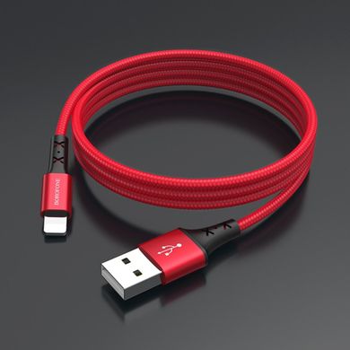 Кабель BOROFONE BX20 USB to iP 2A, 1m, nylon, TPE connectors, Red (BX20LR)