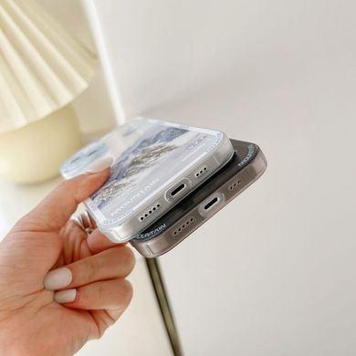Чехол для iPhone 15 Plus Snowy Mountains с защитой камеры Прозрачно-белый