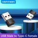 Адаптер Vention USB 2.0 Male to USB-C Female Adapter Black PVC Type (CDWB0) (CDWB0)