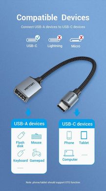 Адаптер Vention USB C - USB 2.0 Type-C OTG 0,15 м (CCWHB) (CCWHB)