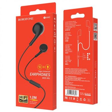 Навушники BOROFONE BM40 Sage universal earphones with mic Black (BM40B)