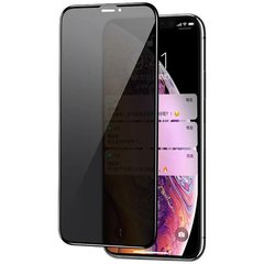 Захисне скло Privacy 5D (full glue) (тех.пак) для iPhone 12 Pro / 12 (6.1") (Чорний)