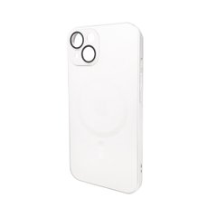 Чехол AG Glass Matt Frame Color MagSafe Logo для Apple iPhone 15 Pearly White