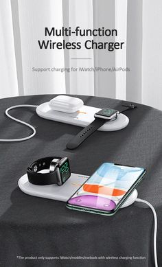 Зарядка Qi USAMS 2IN1 Wireless Charger With Cable для Watch & Mobiles & Earbuds US-CD119 |2A, 2W/10W|	white