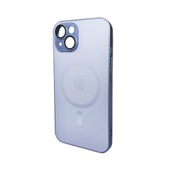 Чехол AG Glass Matt Frame Color MagSafe Logo для Apple iPhone 15 Sierra Blue