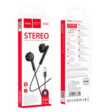 Навушники HOCO M93 Type-C Joy wire-controlled digital earphones with microphone Black (6931474778819)