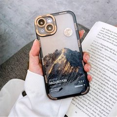 Чехол для iPhone 15 Pro Max Snowy Mountains с защитой камеры Прозрачно-коричневый