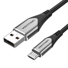 Кабель Vention Cotton Braided USB 2.0 A Male to Micro Male 3A Cable 1.5M Gray Aluminum Alloy Type (COAHG) (COAHG)