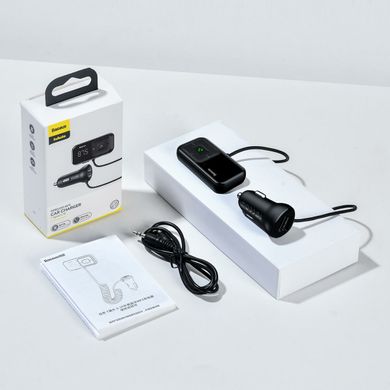 АЗП з FM-модулятором Baseus T typed S-16 wireless MP3 car charger（English) Black (CCTM-E01)