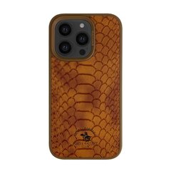 Кожаный чехол для iPhone 15 Pro Max Santa Barbara Polo Knight Crocodile Leather Brown