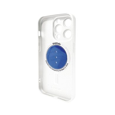 Чохол AG Glass Matt Frame Color MagSafe Logo для Apple iPhone 15 Pro Pearly White