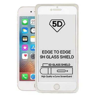 5D скло для Iphone 7/8/SE (2020) Біле - Клей по всій площині
