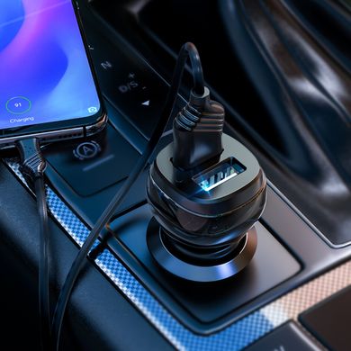 Автомобільний зарядний пристрій HOCO Z40 Superior dual port car charger set(Type-C) Black (6931474739711)