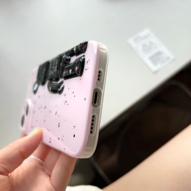 Чохол для iPhone 14 Pro Bearbrick з крапковим візерунком Рожевий