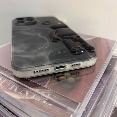 Чехол для iPhone 14 Pro Bearbrick мраморный Черный