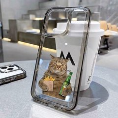 Чехол для iPhone 15 Pro Max Кот с пивом Прозрачный