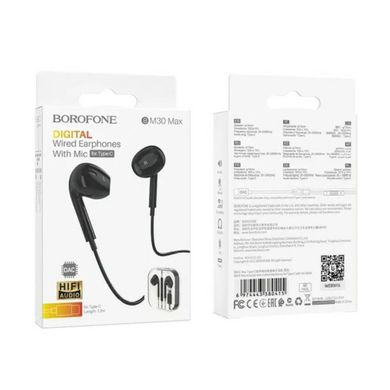 Навушники BOROFONE BM30 Max Acoustic wire control earphones for Type-C with mic Black (BM30MCB)