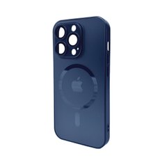 Чехол AG Glass Matt Frame Color MagSafe Logo для Apple iPhone 14 Pro Max Navy Blue