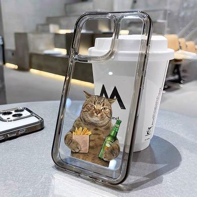 Чехол для iPhone 15 Pro Кот с пивом Прозрачный