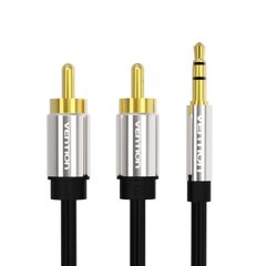 Кабель Vention 3.5mm Male to 2RCA Male Audio Cable 2M Black Metal Type (BCFBH) (BCFBH)