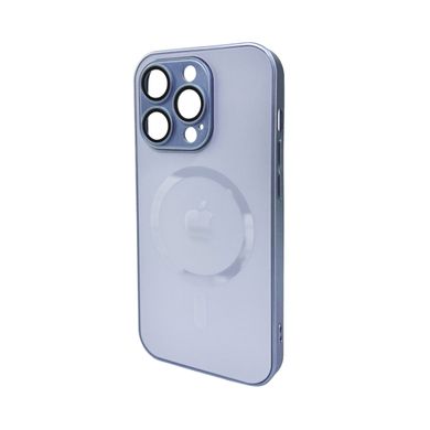 Чохол AG Glass Matt Frame Color MagSafe Logo для Apple iPhone 14 Pro Max Sierra Blue