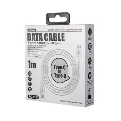 Кабель REMAX Type-C to Type-C Chaining Series PD Fast-charging Data Cable RC-175c |1m, 100W/5A| White