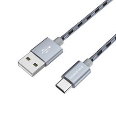 Кабель BOROFONE BX24 USB to Type-C 3A, 1m, nylon, aluminum connectors, Metal Gray (BX24CMG)
