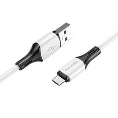 Кабель BOROFONE BX79 USB to Micro 2.4A, 1m, silicone, silicone connectors, White (BX79MW)