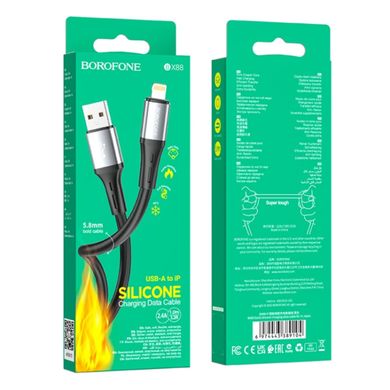 Кабель BOROFONE BX88 Solid silicone charging data cable for iP Black (BX88LB)