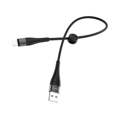 Кабель BOROFONE BX32 USB to iP 2.4A, 0.25m, nylon, aluminum+TPE connectors, Black (BX32LB0.25)