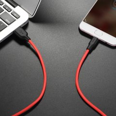 Кабель HOCO X21 Plus USB to Micro 2.4A, 1m, silicone, silicone connectors, Black+Red (6931474711878)
