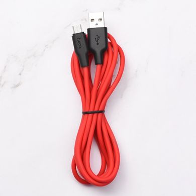 Кабель HOCO X21 Plus USB to Micro 2.4A, 1m, silicone, silicone connectors, Black+Red (6931474711878)