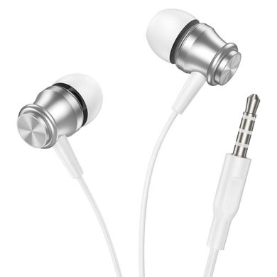 Навушники BOROFONE BM75 Platinum metal universal earphones with microphone Silver (BM75S)