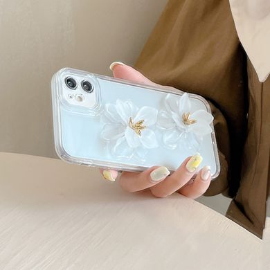 Чохол для iPhone 15 3D квітка лотоса Білий