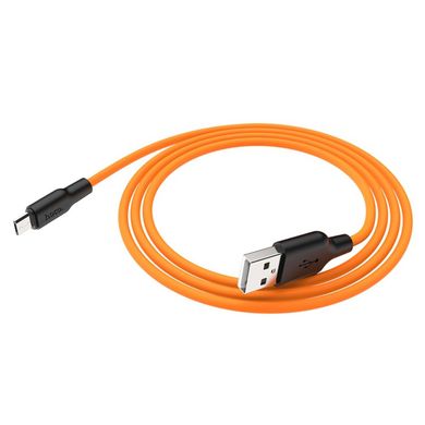 Кабель HOCO X21 Plus USB to Micro 2.4A, 1m, silicone, silicone connectors, Black+Orange (6931474711908)