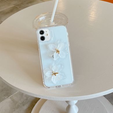Чехол для iPhone 15 3D Цветок лотоса Белый