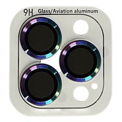 Защитное стекло Metal Classic на камеру (в упак.) iPhone 12 Pro Max Сиреневый / Rainbow