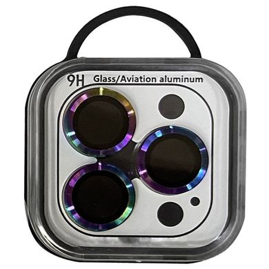Захисне скло Metal Classic на камеру (в упак.) iPhone 12 Pro Max Бузковий / Rainbow