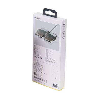 Бездротовий (індукційний) зарядний пристрій Baseus Simple 2in1 Wireless Charger 18W Max For Phones + Pods Transparent Black (WXJK-A01)