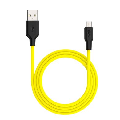 Кабель HOCO X21 Plus USB to Micro 2.4A, 1m, silicone, silicone connectors, Black+Yellow (6931474711892)