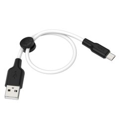 Кабель HOCO X21 Plus USB to Micro 2.4A, 0.25m, silicone, silicone connectors, Black+White (6931474712394)