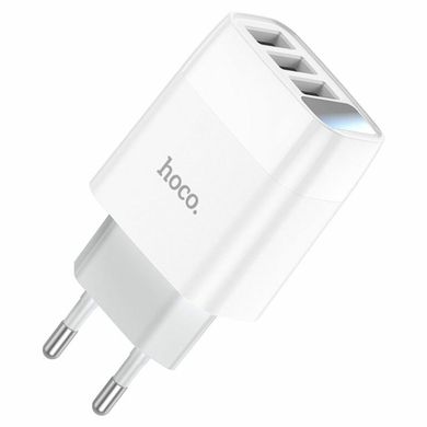Мережевий зарядний пристрій HOCO C93A Easy charge 3-port digital display charger White (6931474760593)