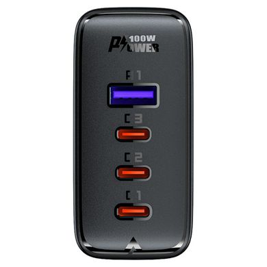 Мережевий зарядний пристрій ACEFAST A37 PD100W GaN (3*CUSB-C+USB-A) charger set Black (AFA37B)
